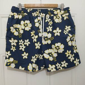 Brooks brothers country club mens medium beach trunks swim shorts blue yellow
